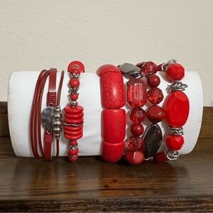 Paparazzi Jewelry Accessories - Shades of Red Bracelets - Lot of 5 - New